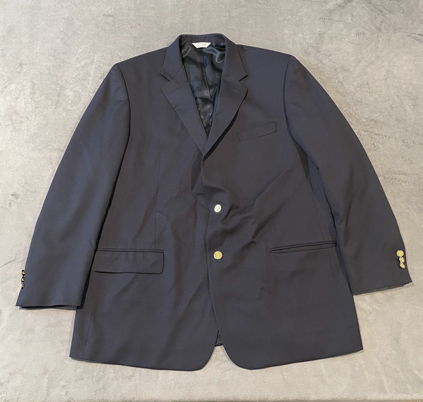 Joseph & Feiss Blazer Mens 48 Tall Navy Wool Sport Coat Gold Button