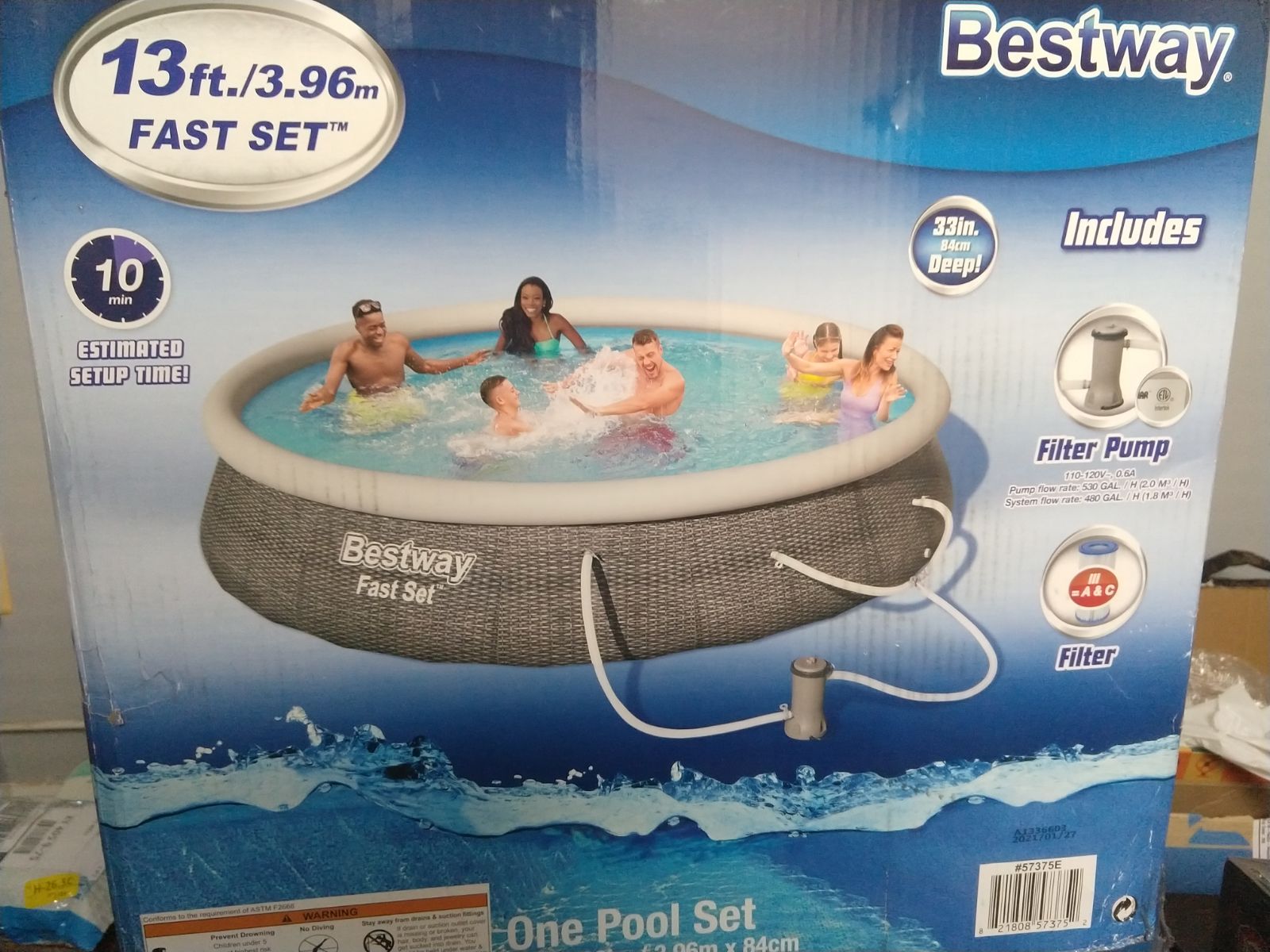 NEW Bestway Fast Set 13 ft Pool w/pump