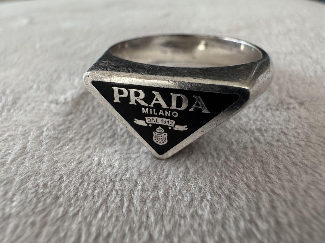 PRADA Triangle Ring Silver & Black