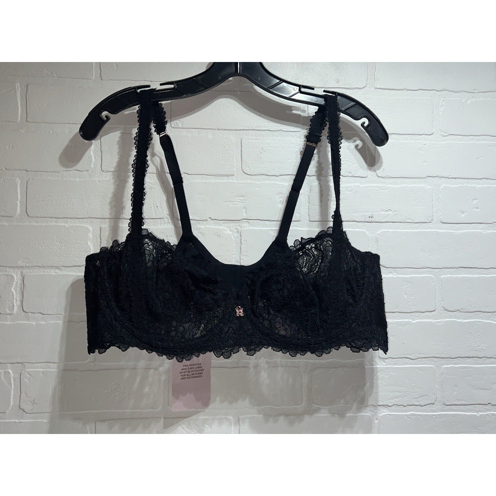 NWT! Savage x Fenty C Romantic Corded Lace Unlined Balconette Bra Caviar 42D 50