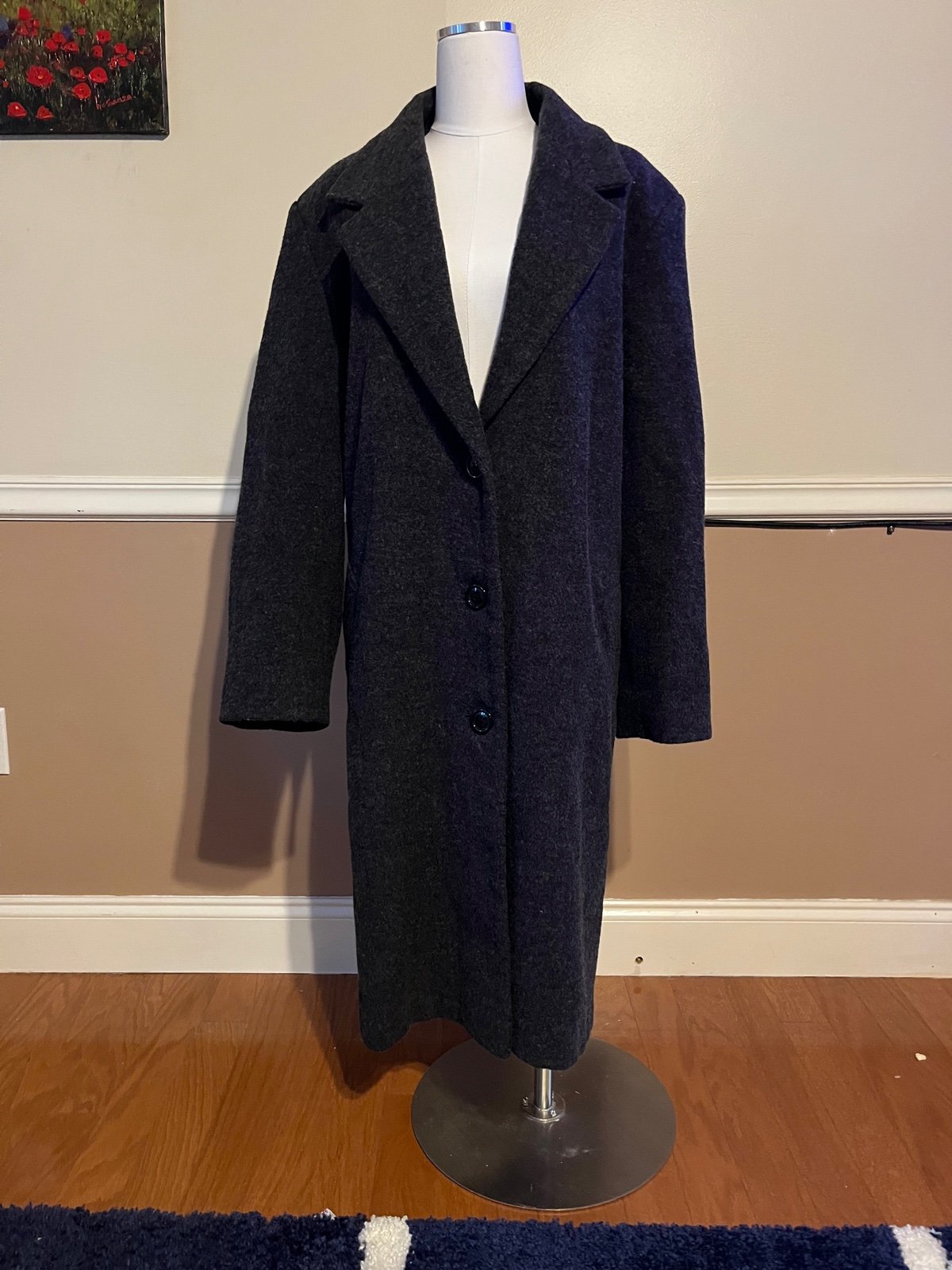 Roaman’s 100% Wool Black Coat