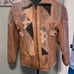 Vintage ADA 1980s Leather Tan Patchwork Bomber Jacket Woman's Small