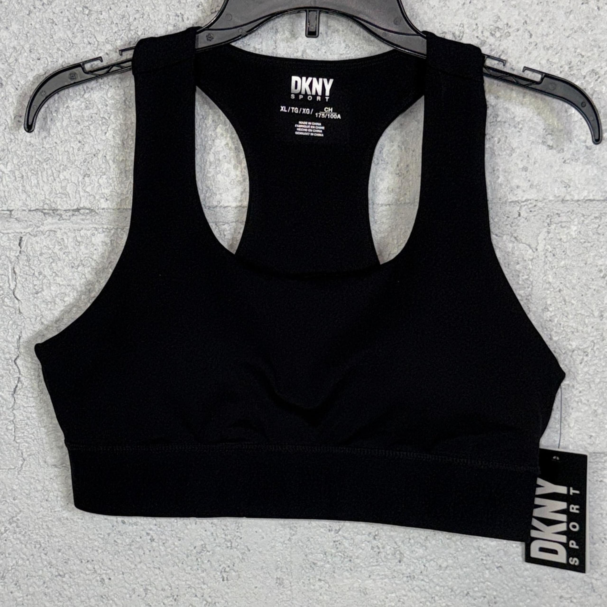 Dkny Sport Women's Balance Compression Logo Racerback Sports Bra - Black XL