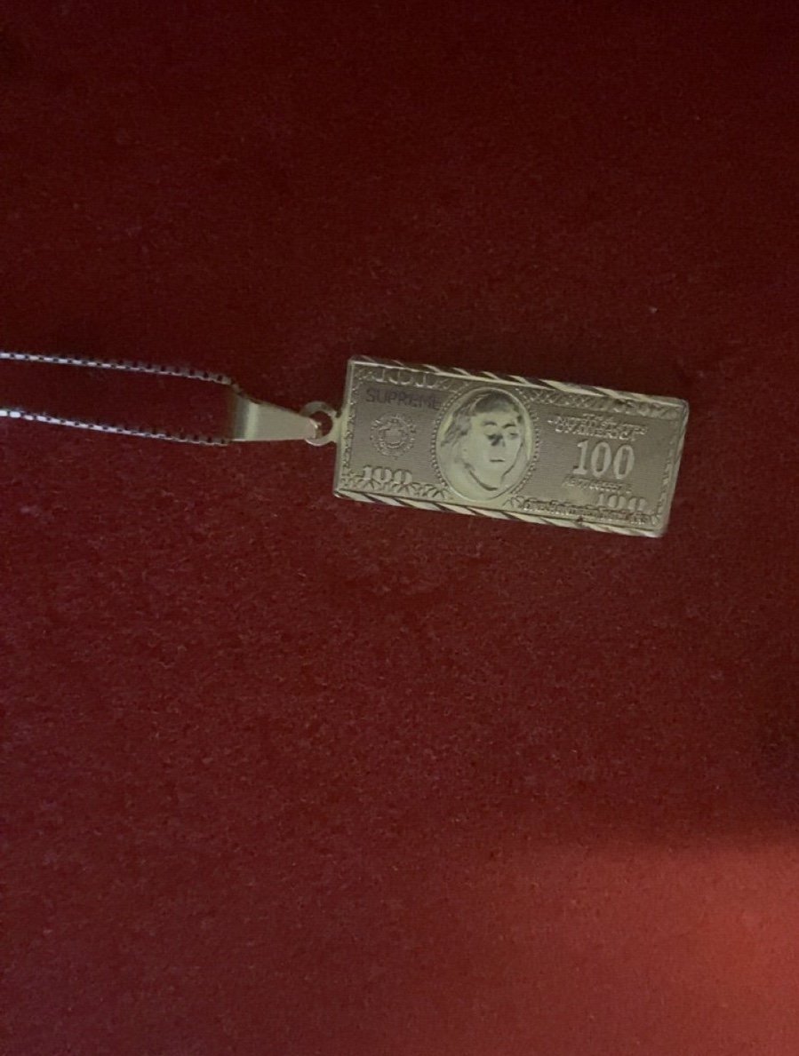 supreme 14k real gold 100 bill pendant and chain