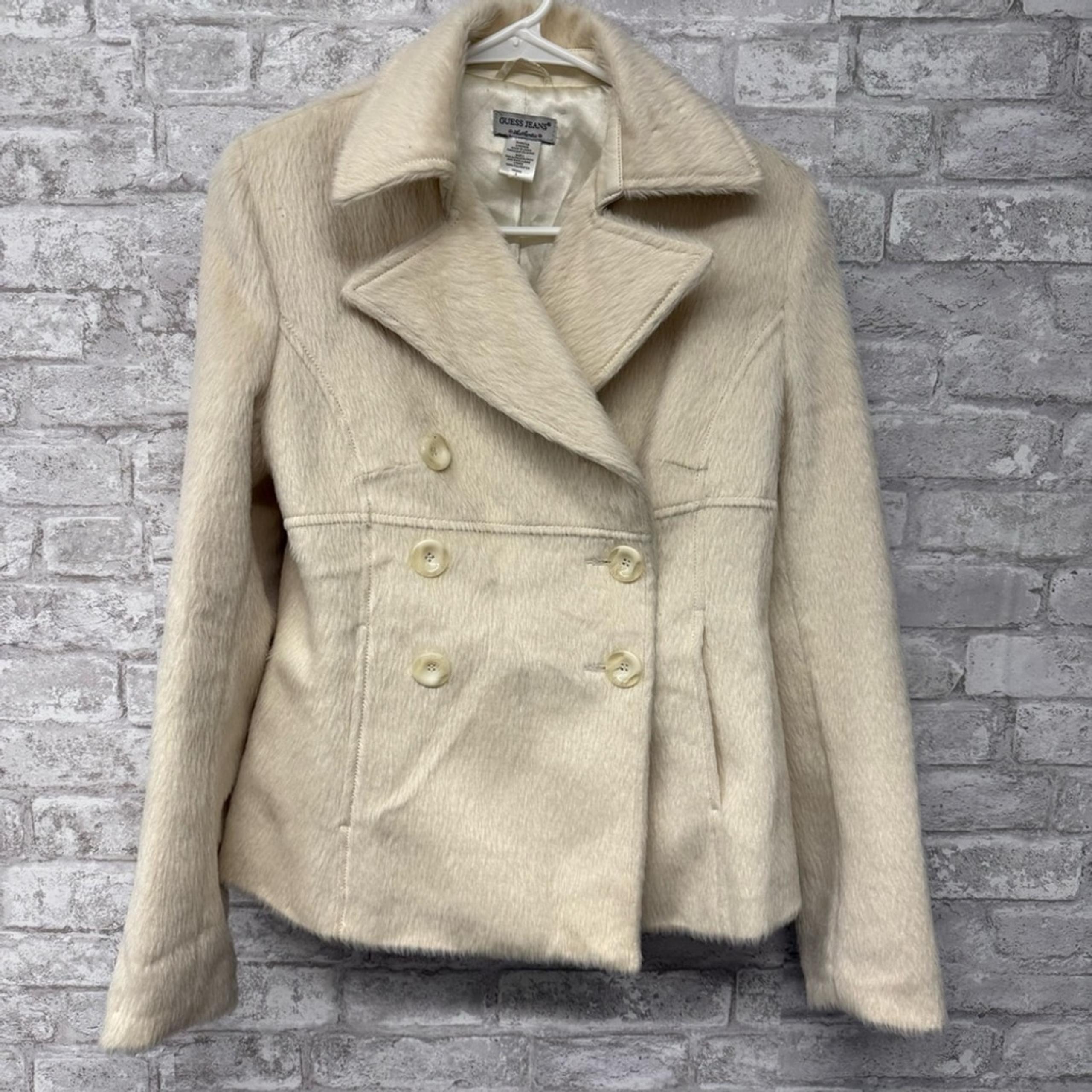 Jeans Vintage Alpaca Wool Blend Pea Coat Jacket Women’s Small - GUESS