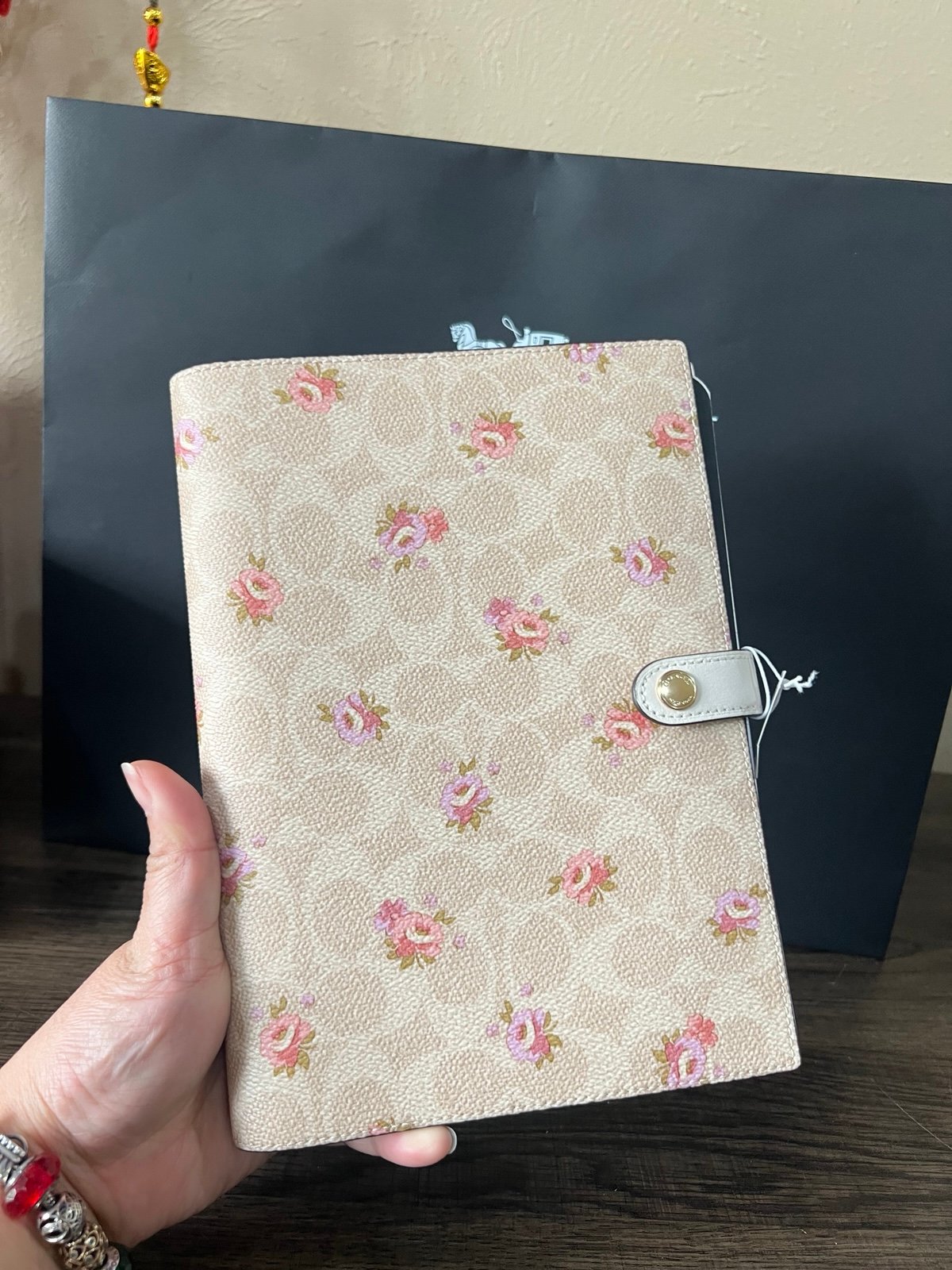 Coach Notebook In Signature Canvas With Floral Print