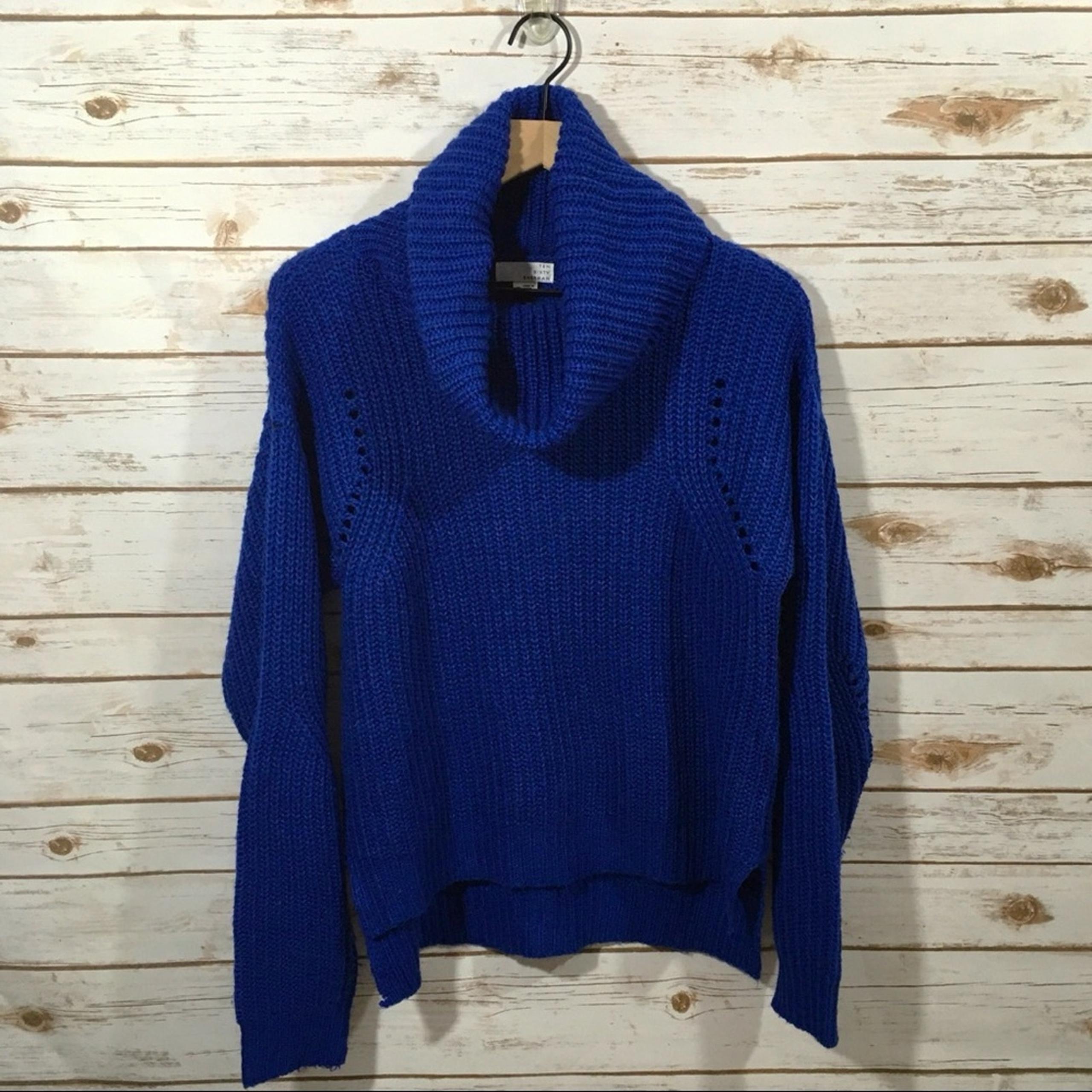 Ten Sixty Sherman Chunky Knit Cowl Neck Sweater - Blue - Medium