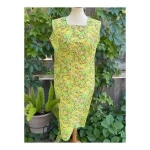 Vintage 60s Shift Dress Flower Power Midi