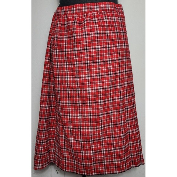 VTG PENDLETON RED TARTAN PLAID 100% WOOL PLEATED SKIRT SIZE 38 NWT