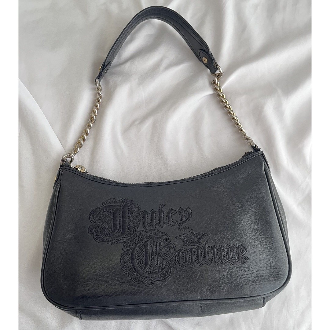 Rare Juicy Couture Black Shoulder Bag Leather  Soho 2000s Women’s Accessory