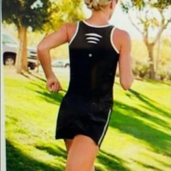 Athleta Black White Smash Side Zip Tennis Running Dress