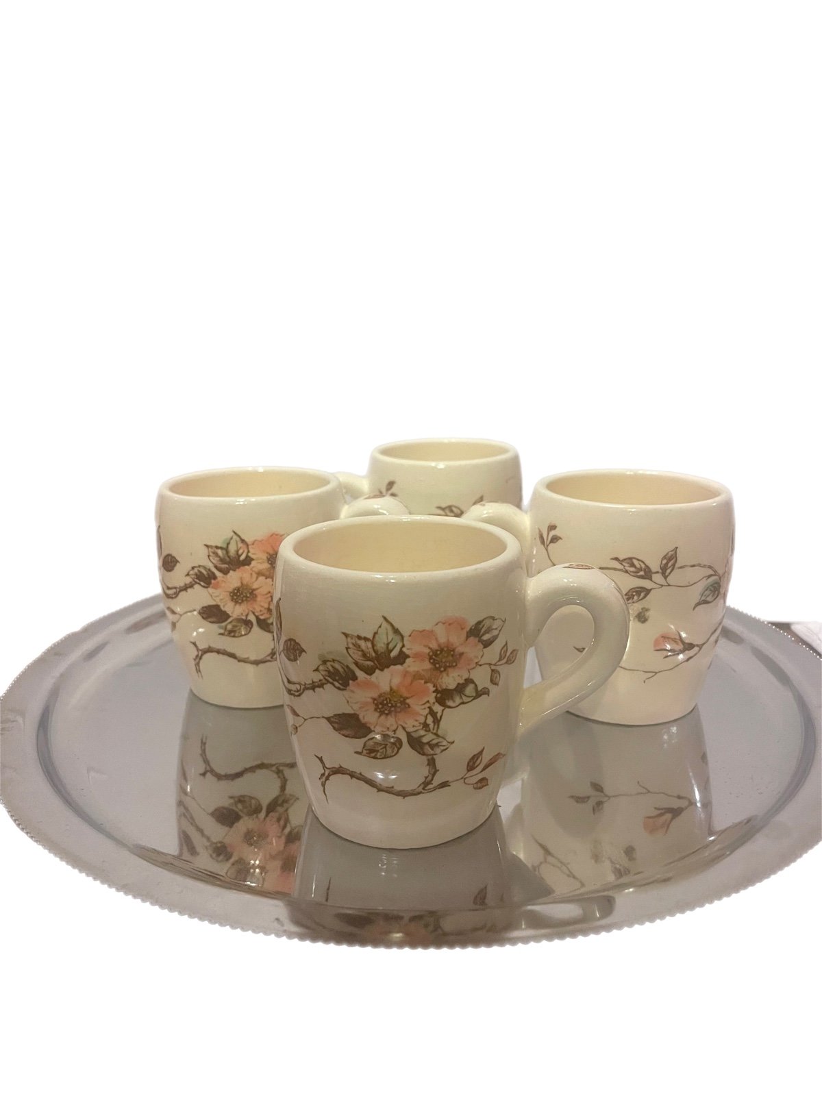 Vintage Nasco Springtime Dogwood Pattern Mugs 1940s Set of 4