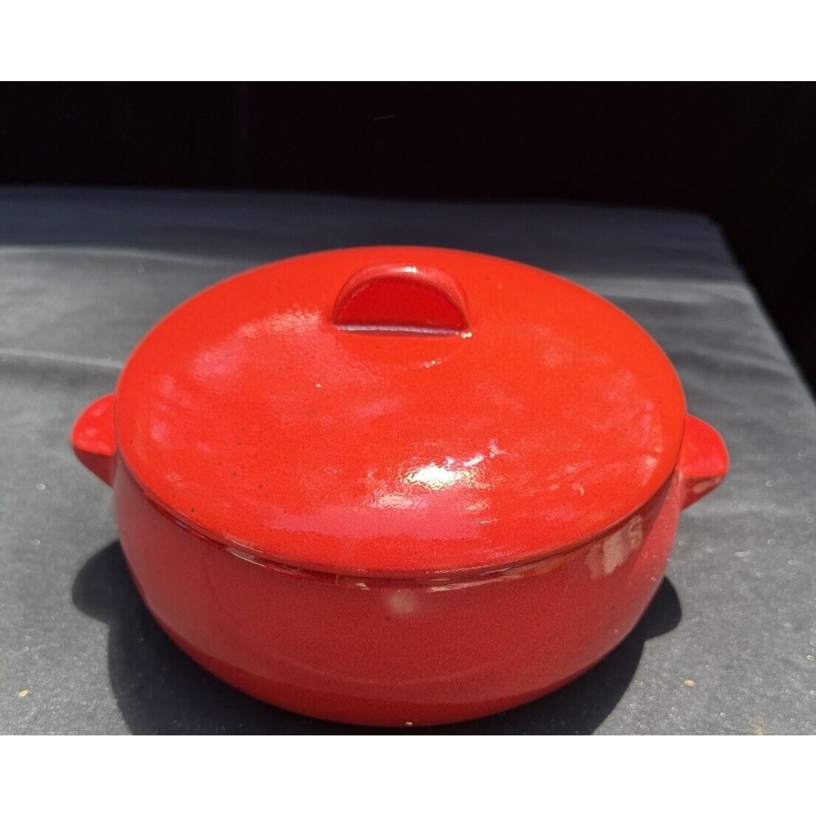 Mid Century Modern GERZ GERMANY Stoneware Red 8” Serving Bowl & Lid -A58