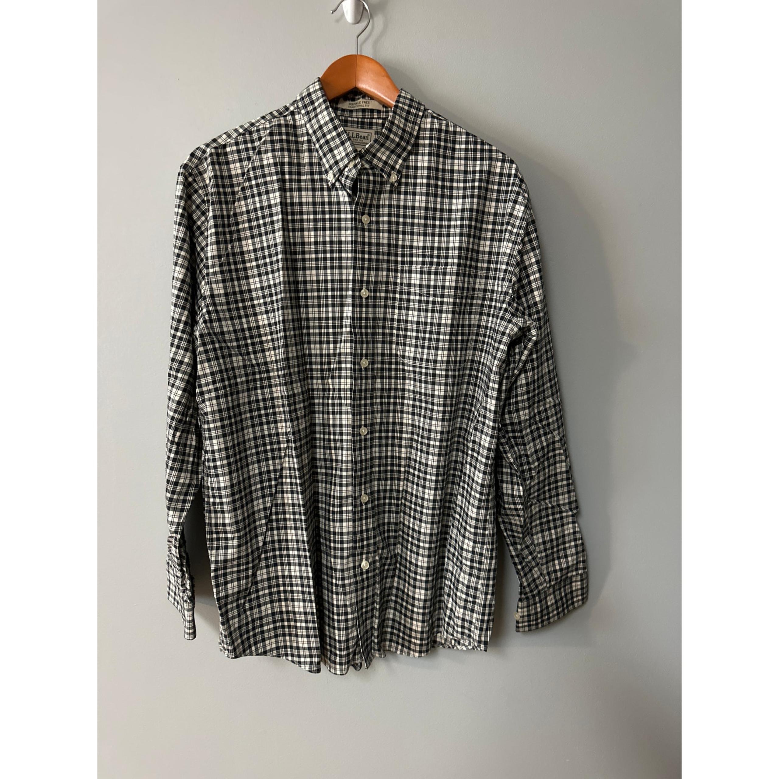 Men’s Size L L.L. Bean Black Checkered Shirt