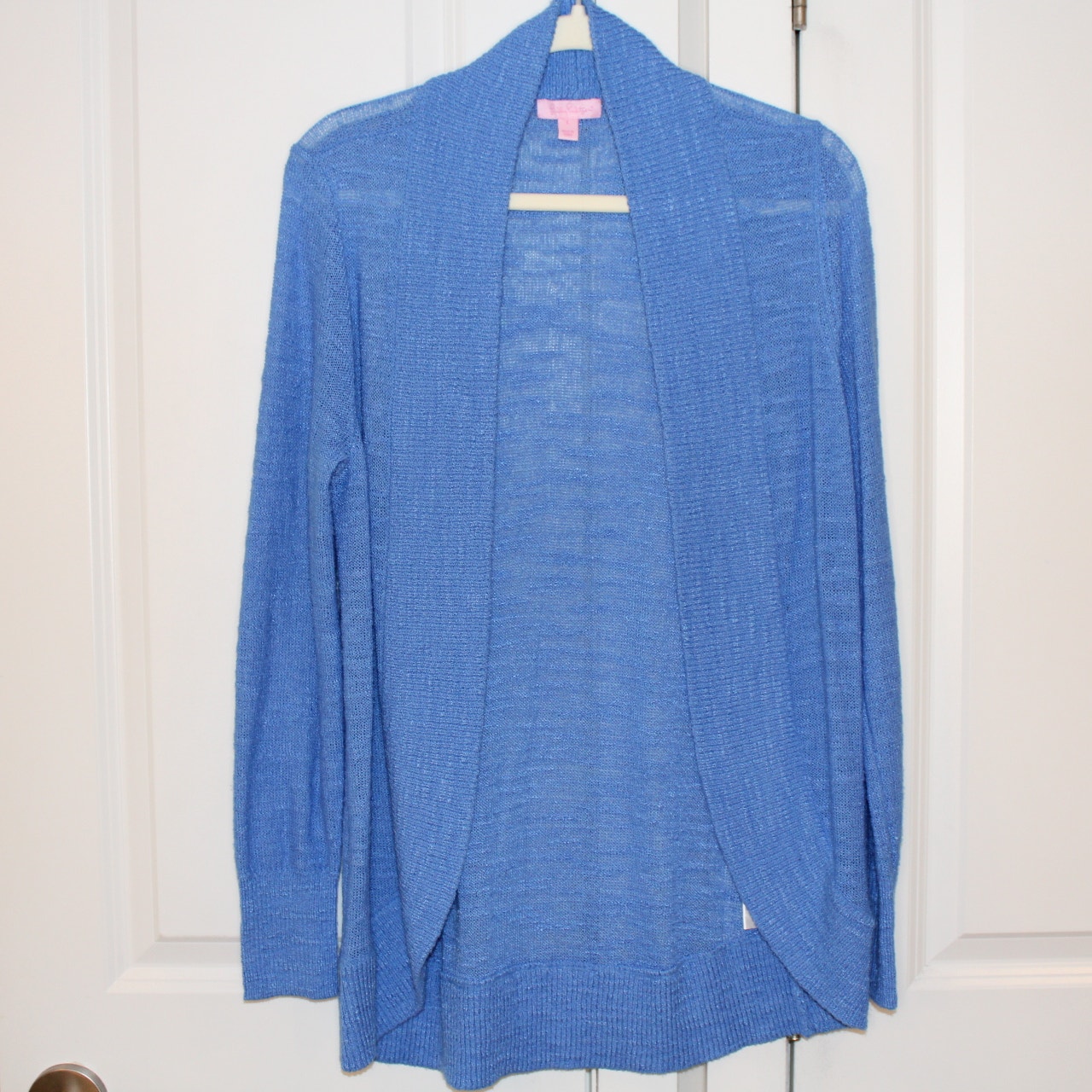 LILLY PULITZER Amalie Lightweight Open Front Long Cardigan Blue | Large