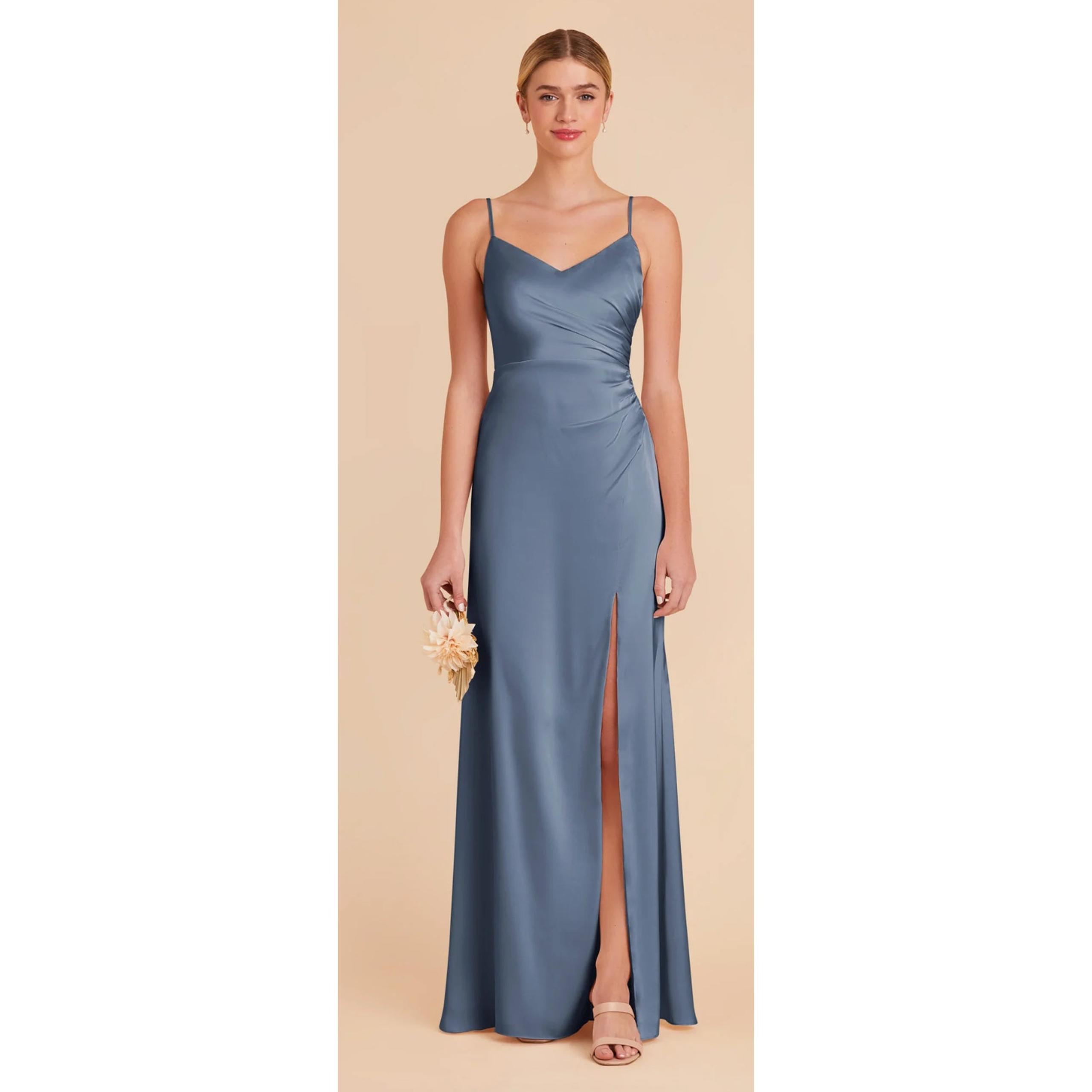 Birdy Grey Catherine Dress Matte Satin French Blue Women Small Bridesmaid Formal