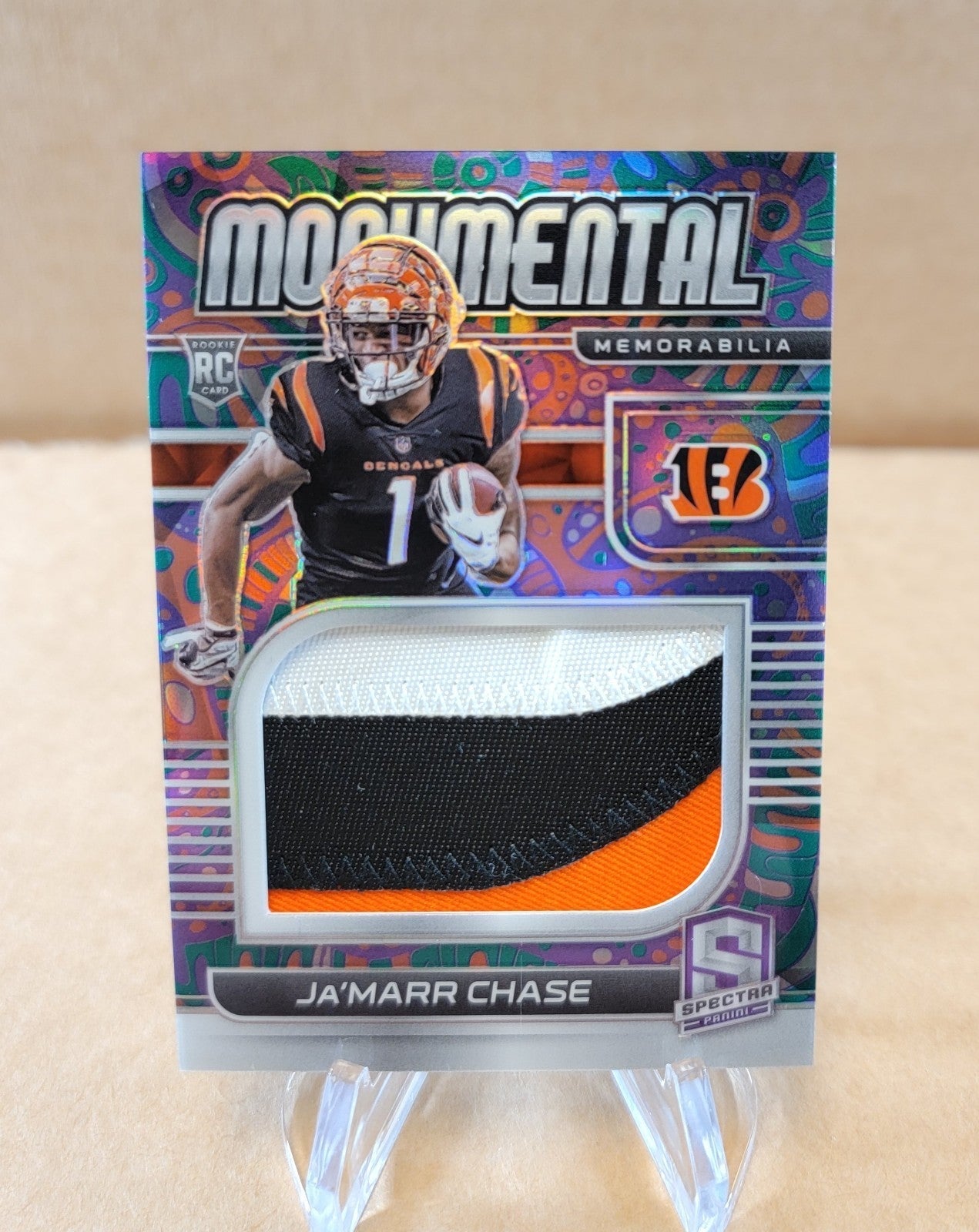 2021 Ja'Marr Chase Spectra #4/5 Psychedelic Prizm Monumental Patch