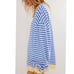 New Free People Cobalt Combo Striped Camden Sweatshirt XS