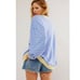 New Free People Cobalt Combo Striped Camden Sweatshirt XS