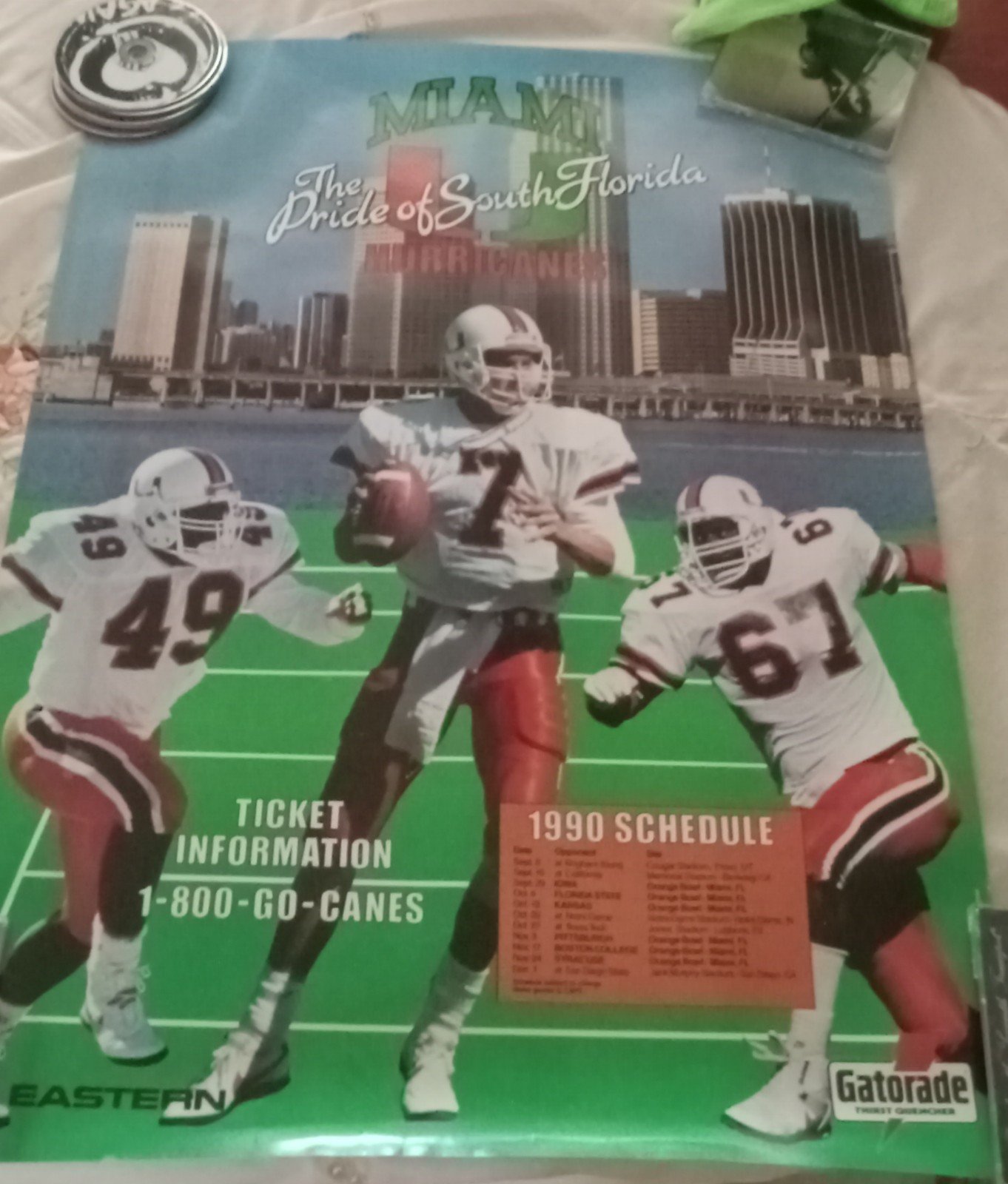 1990 miam hurricanes football poster