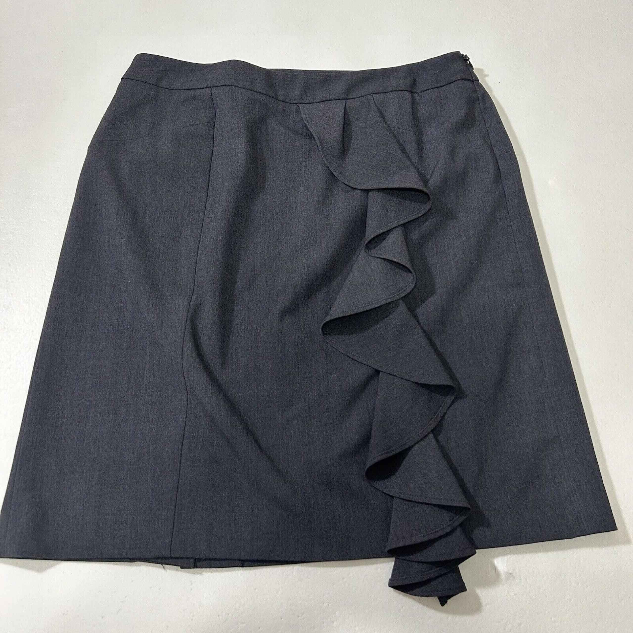Adrienne Vittadini Skirt Size 6 Women's Gray Zipper Solid A Line