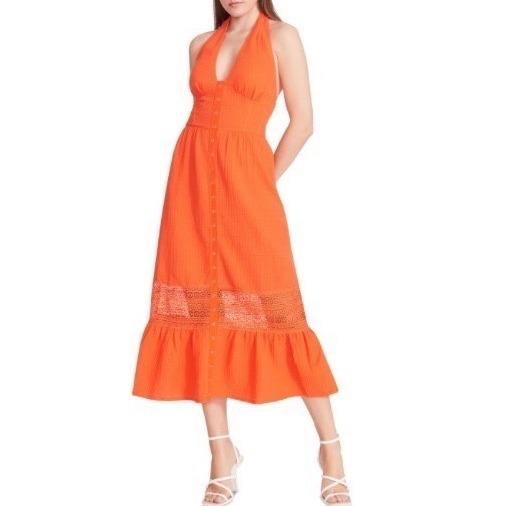 Betsey Johnson Women's Cotton Crochet-Trim Maxi Dress Size XL New