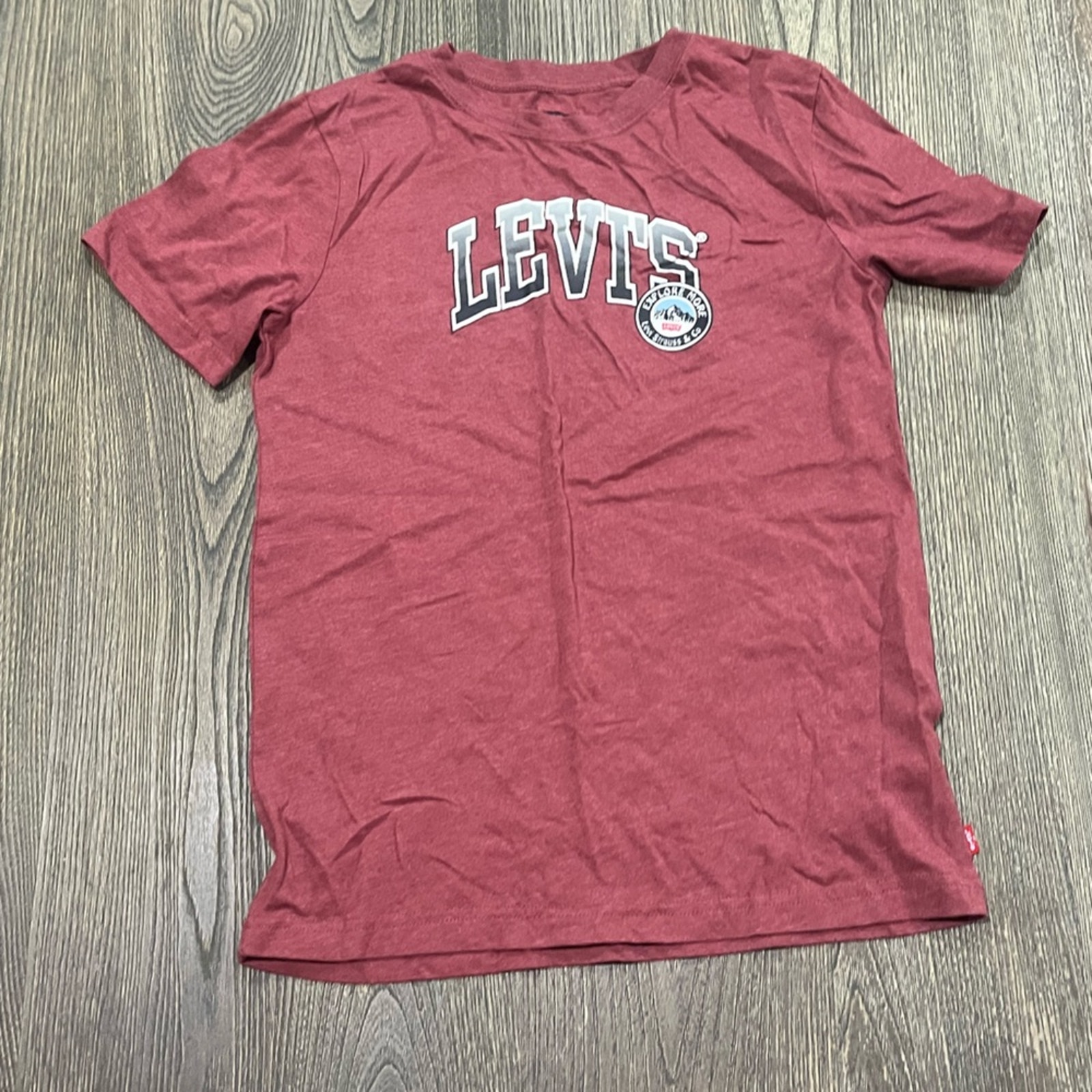 Levi's Boys T-Shirt Short Sleeve Crewneck Logo Print Pullover Red Size 14-16