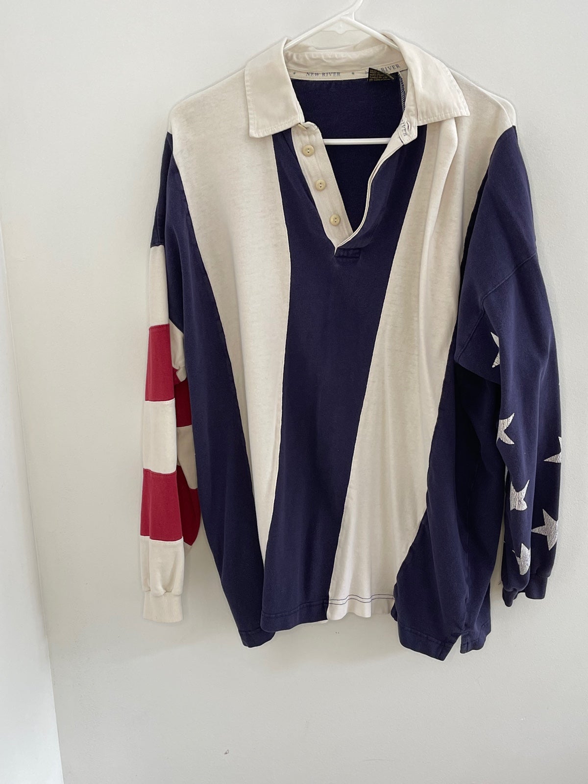 New river american flag rugby polo