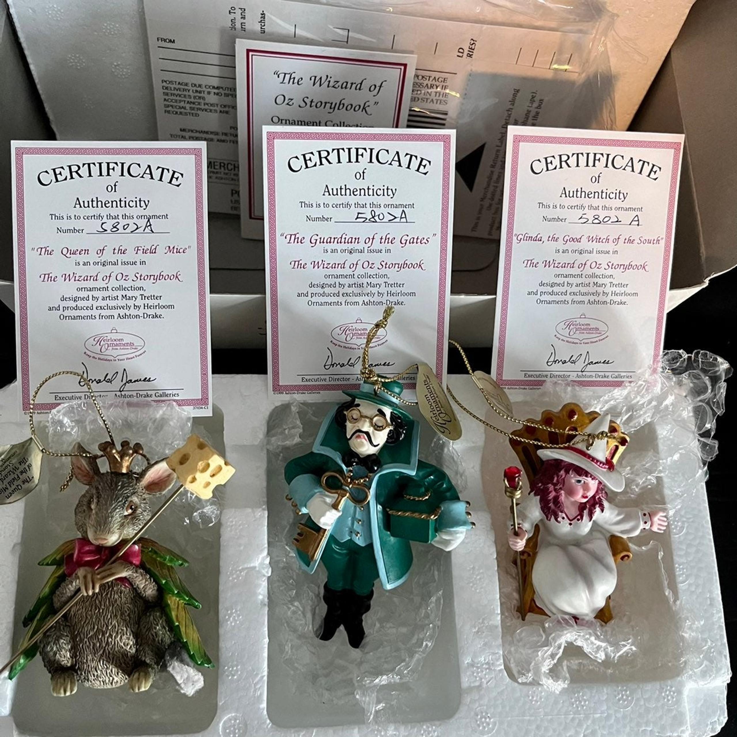 Wizard Of Oz Ornaments Queen of Field Mice-Guardian of The Gates-Glinda Of the S
