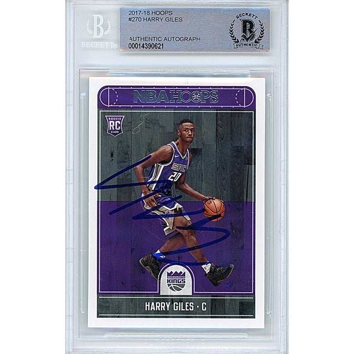 Harry Giles Signed 2017-18 Hoops Basketball Card Kings Beckett Slab Autograph RC