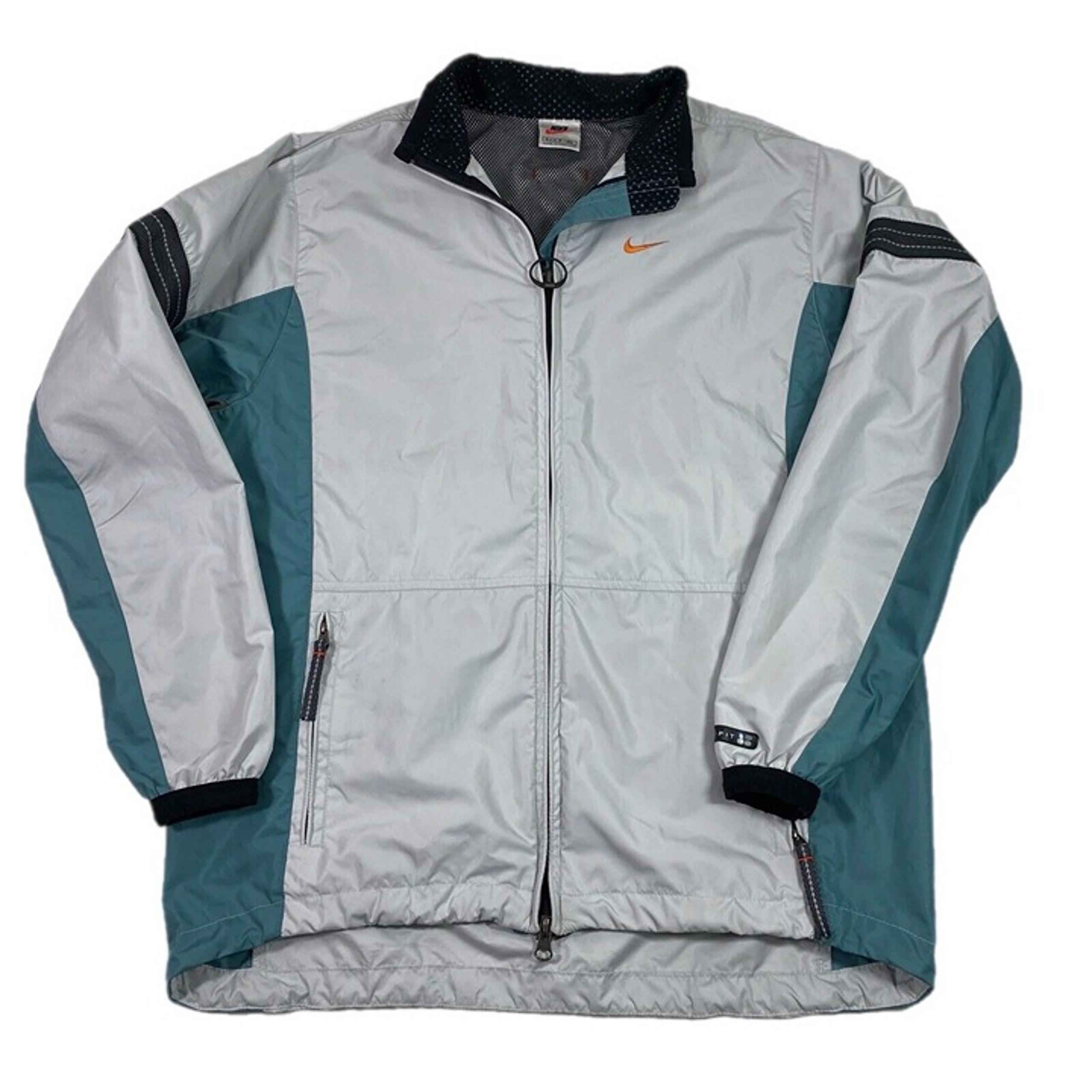 Nike Fit 90s Vintage Gray Womens Windbreaker Jacket Size Small Full Zip Athletic