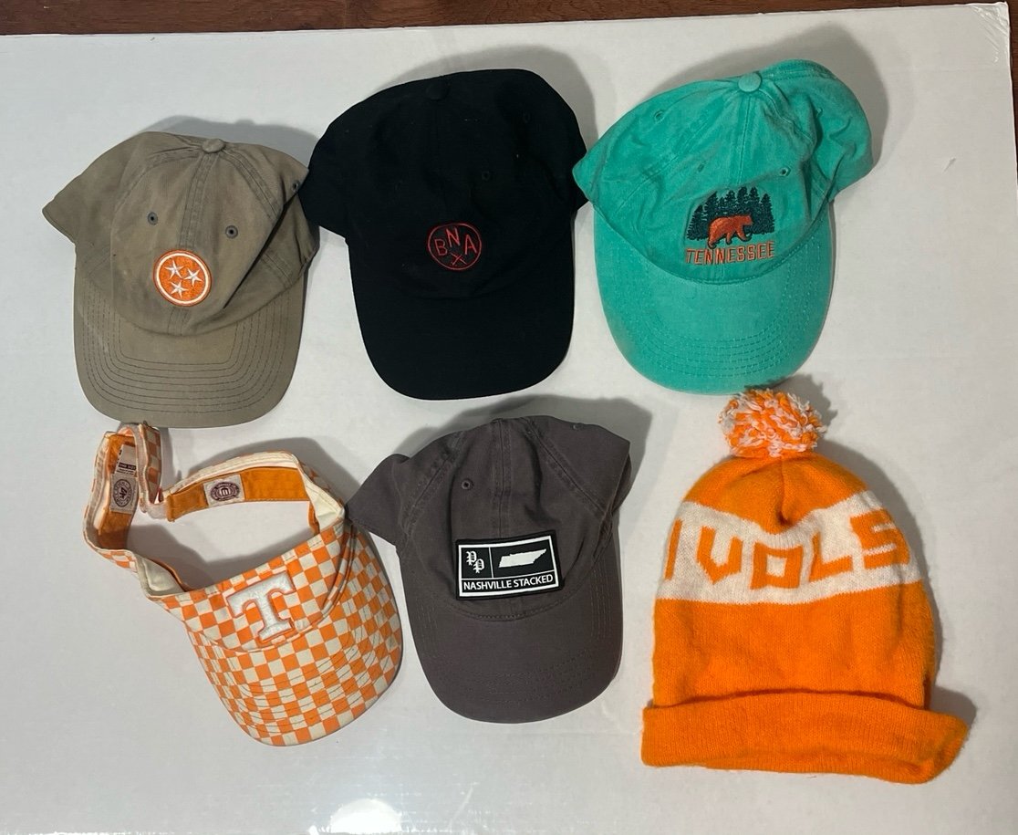 Tennessee Vols and Nashville Hats and Visor Lot