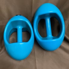 MID CENTURY MCM GRAFAR TEAL SPACE WEIGHTS PORTABLE EAMES EXERCISE DUMBBELLS