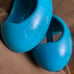 MID CENTURY MCM GRAFAR TEAL SPACE WEIGHTS PORTABLE EAMES EXERCISE DUMBBELLS
