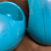 MID CENTURY MCM GRAFAR TEAL SPACE WEIGHTS PORTABLE EAMES EXERCISE DUMBBELLS