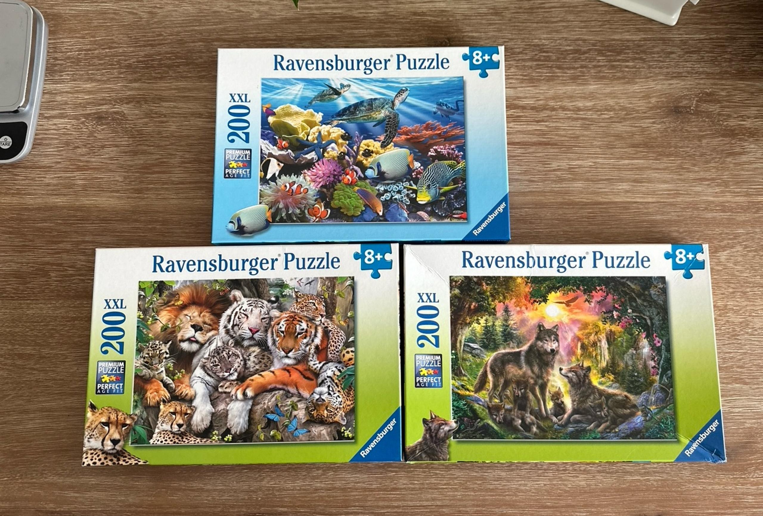Ravensburger Jigsaw Puzzles Bundle Woodland Wolves, Coral Reef, Wildcats