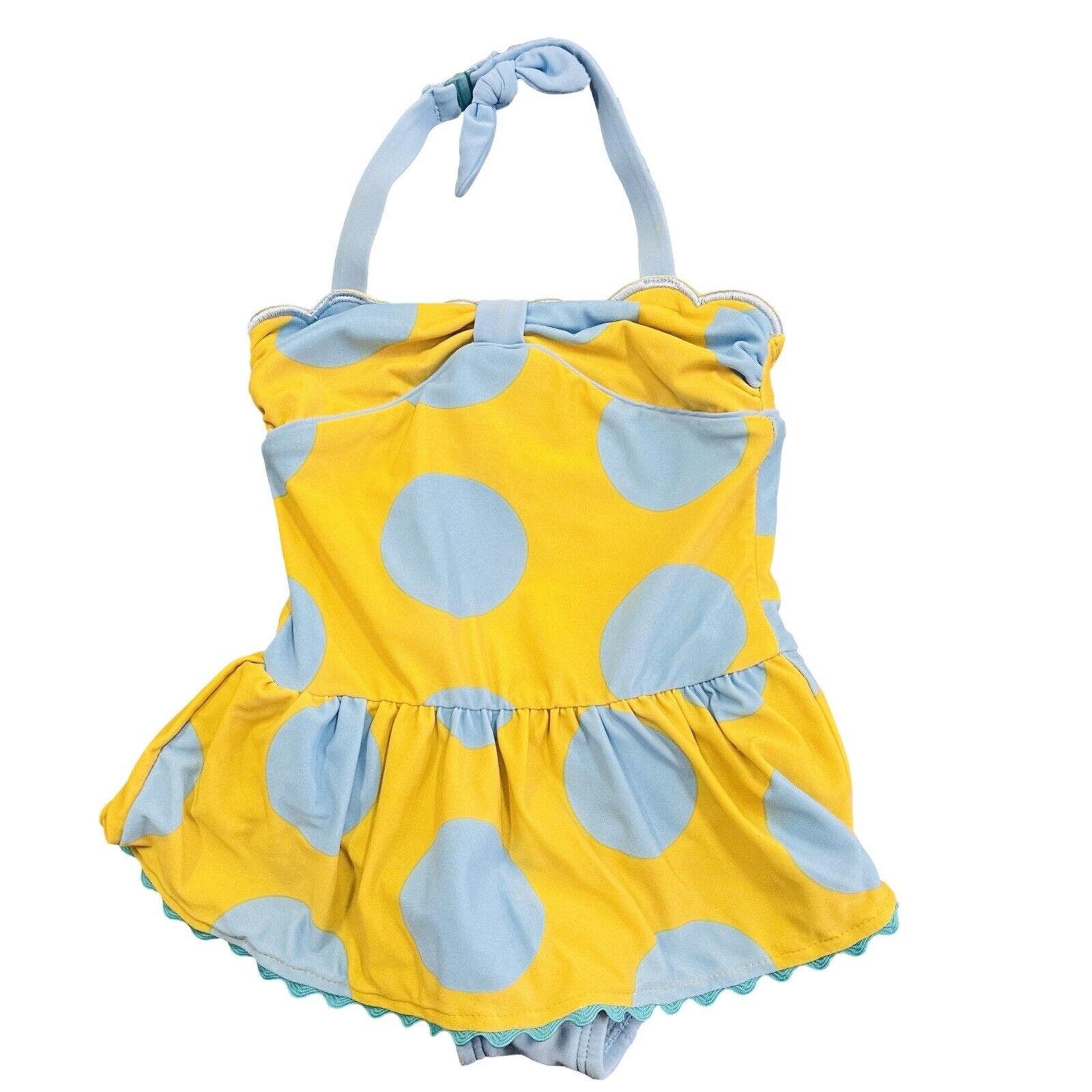 Matilda Jane halter top polka dot ruffle blue and yellow swim suit size 2
