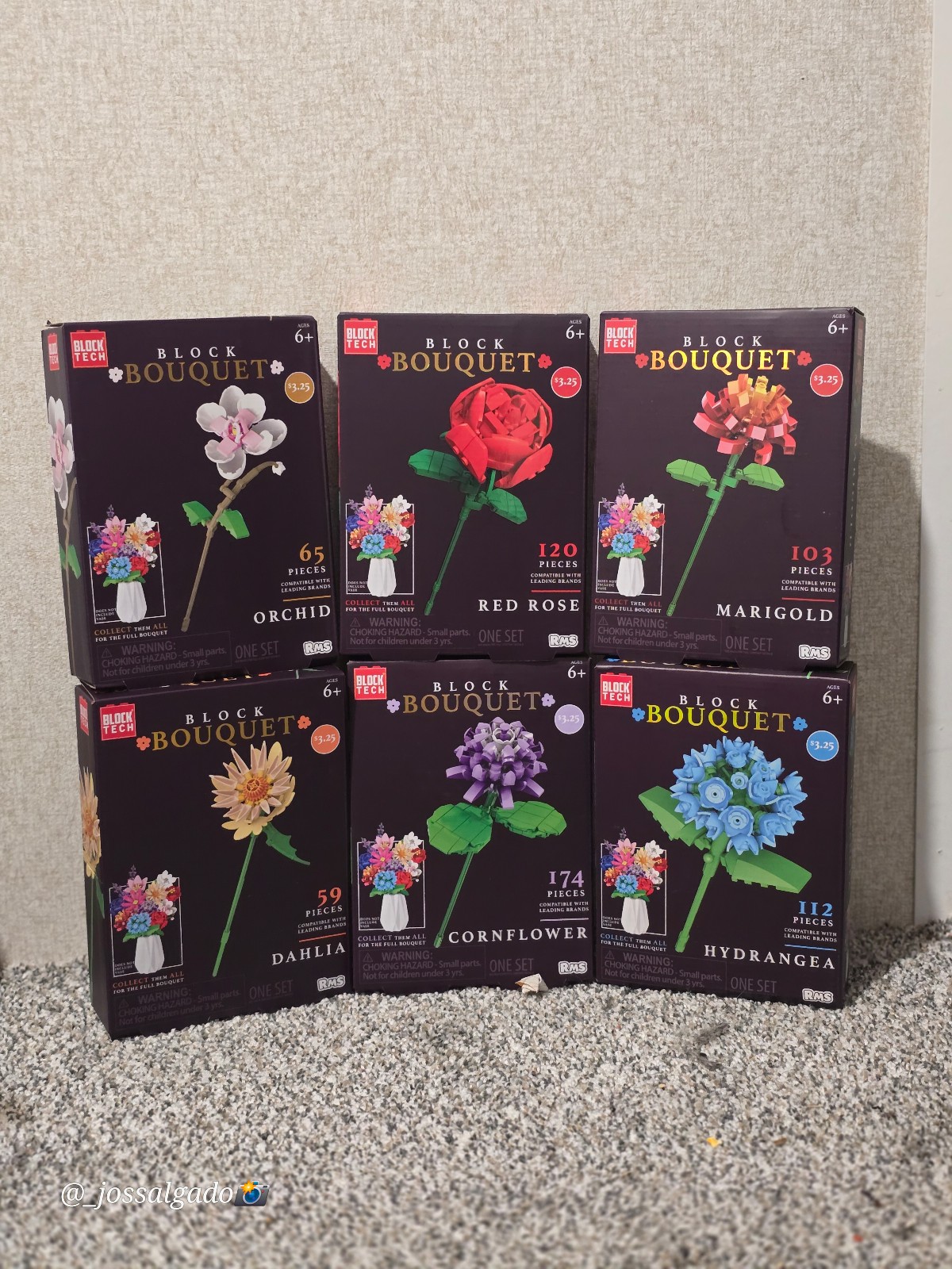 Block Bouquet: Lot of 6 Flower Building sets from Block Tech - 633 pieces!