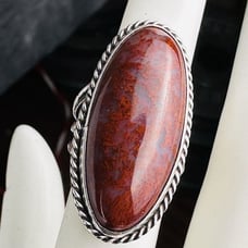 VTG Navajo Ring Size 4.5 Dinosaur Gembone Agatized Fossil Sterling Silver 10.6g