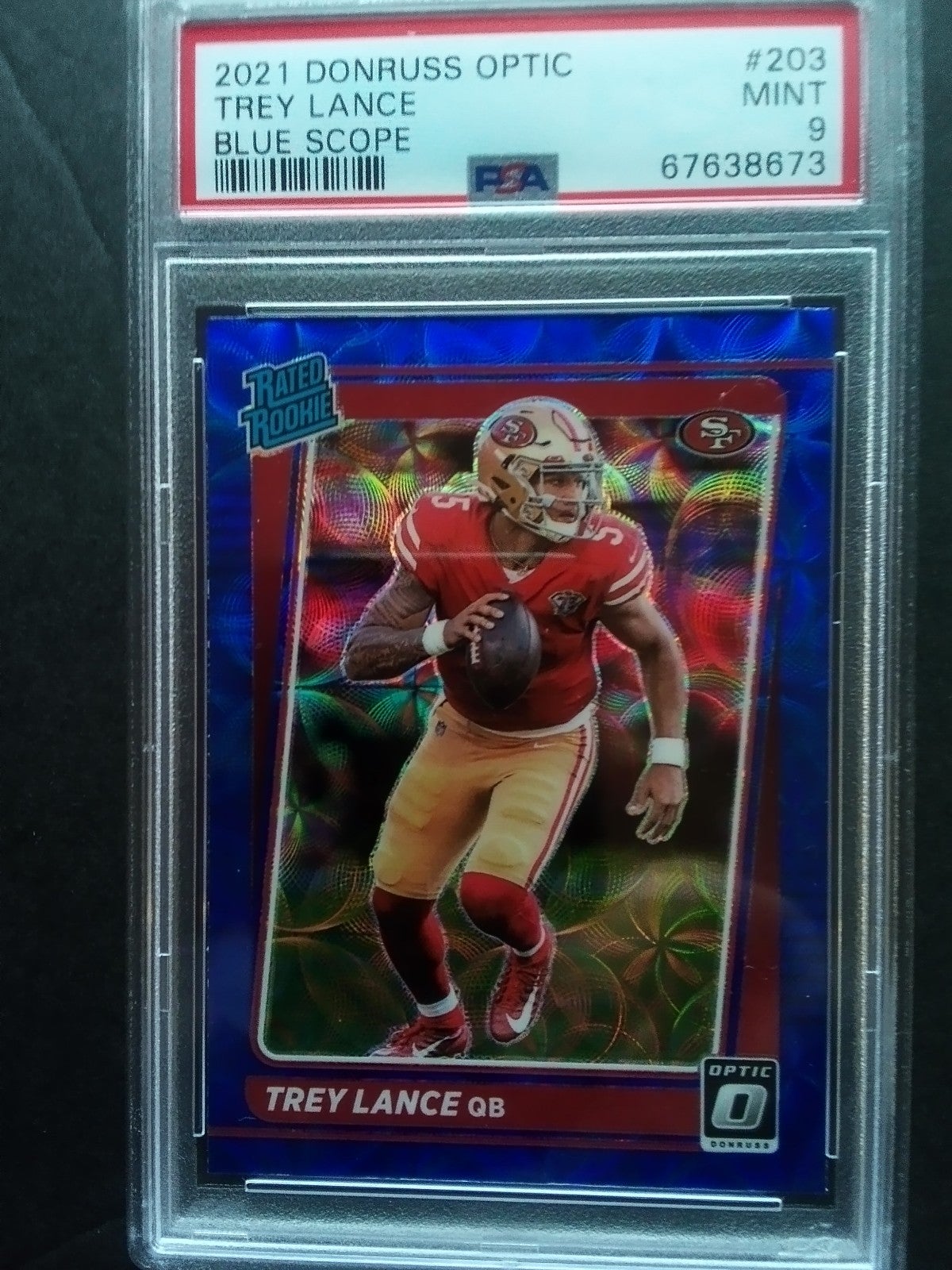 Trey Lance 2021 Panini donruss optic football blue scope rated rookie PSA 9
