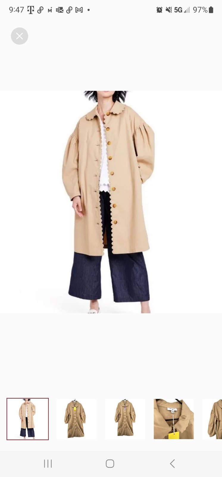 NWOT KIKA VARGAS Scalloped Edges trench Coat