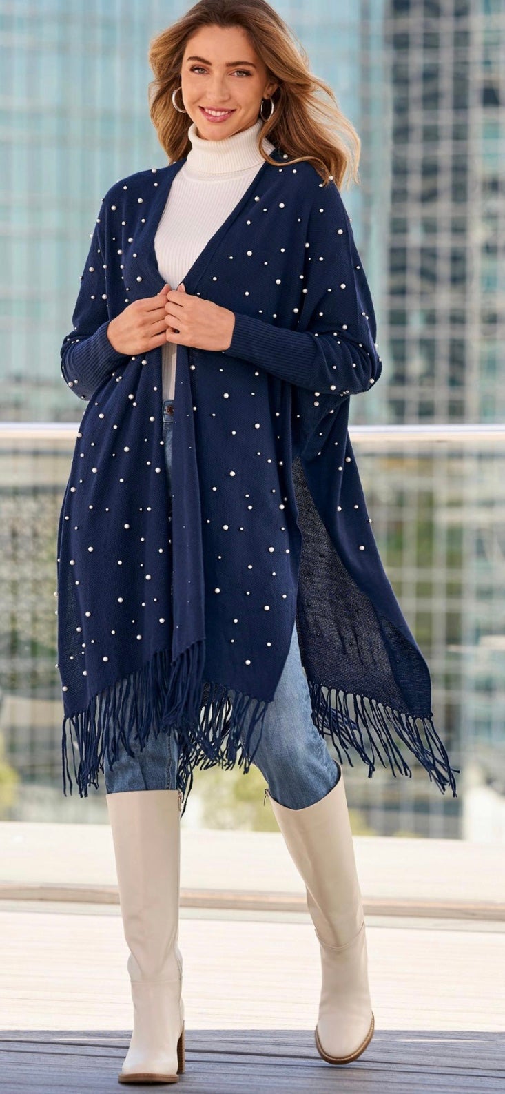 Pearl Embellished Poncho