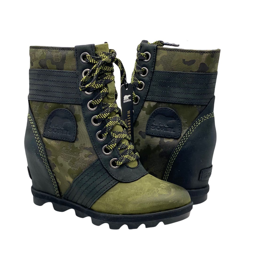 SOREL Lexie Wedge Boots Hiker Green NIB