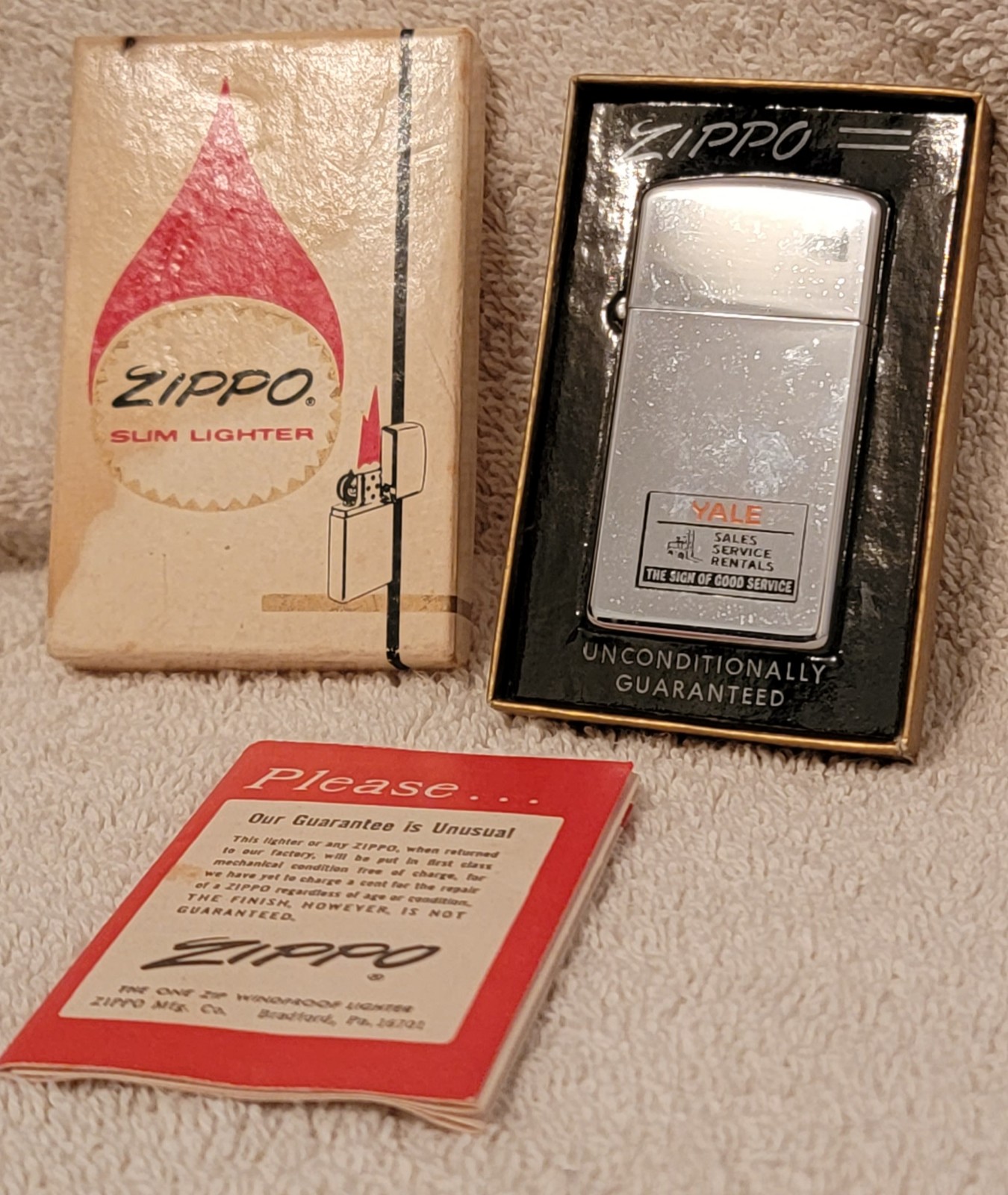Vintage Zippo Slim Lighter In Original Packaging