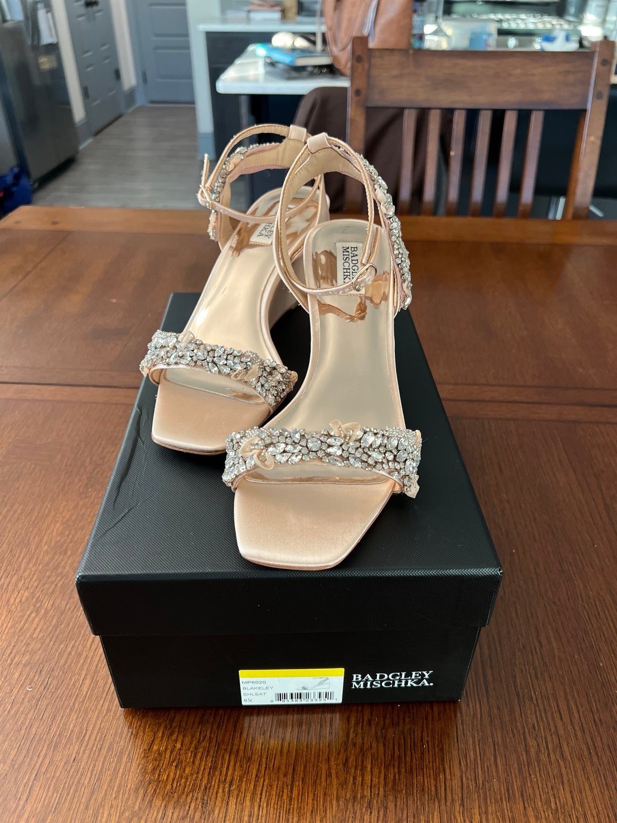 Badgley Mischka wedge heels with crystals - blush pink