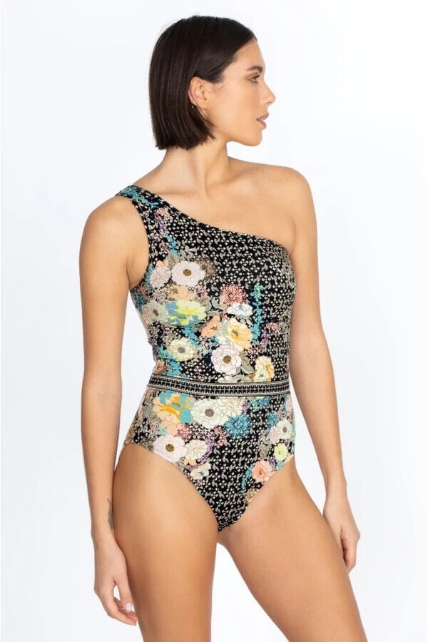 NWT Johnny Was One-Shoulder Floral One-Piece Swimsuit S