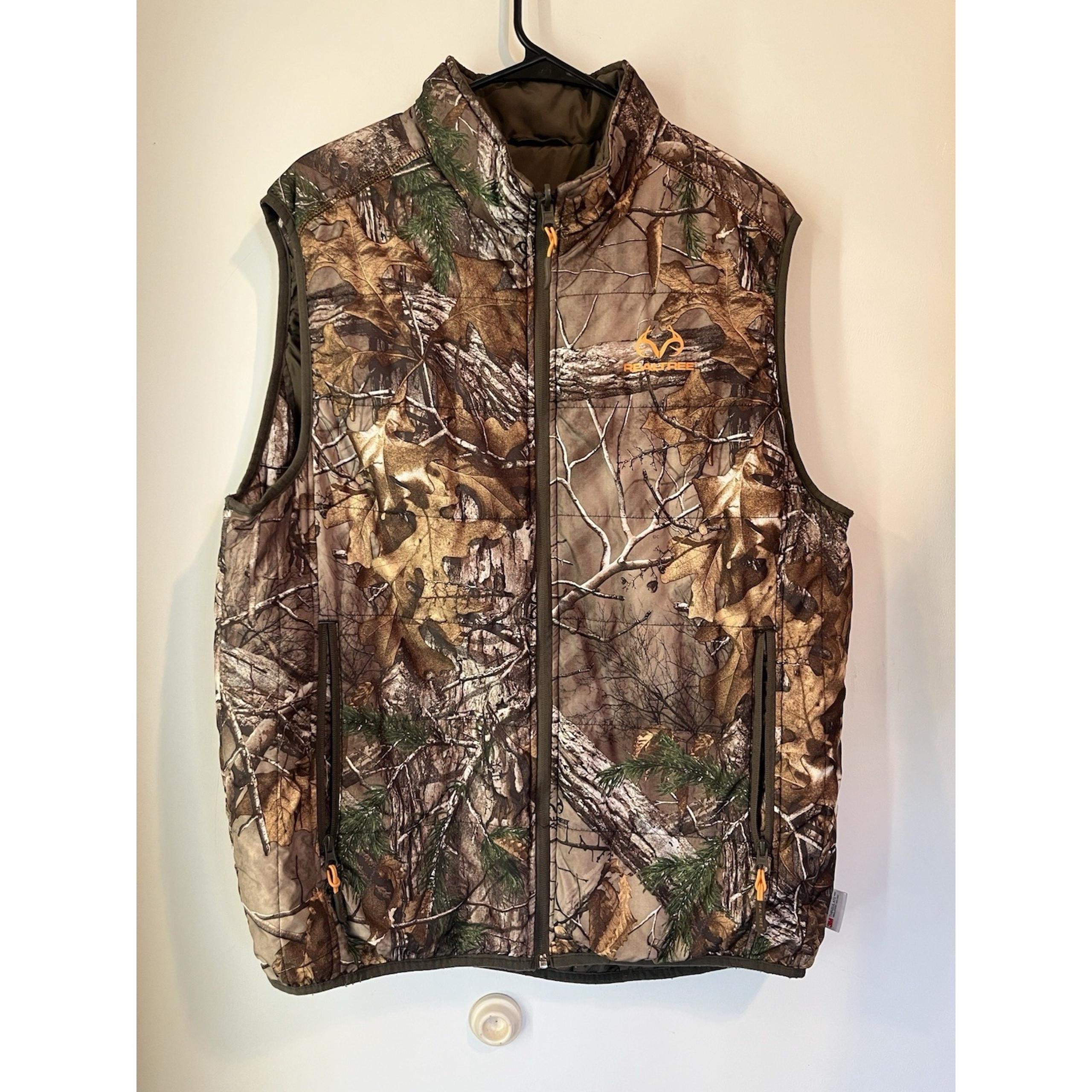 Real tree Xtra Reversible Puffer Bubble Vest Gray & Camo Sz Large Light Weight