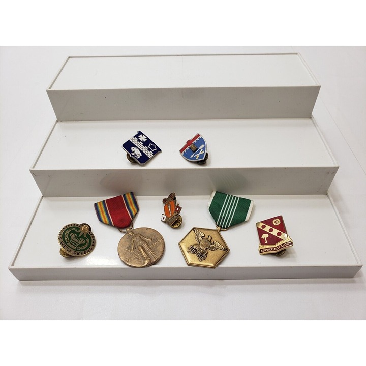 Military Pin Lot Of 7 3rd Ordinance Battalion Drill Sergeant WW2 Service & Merit