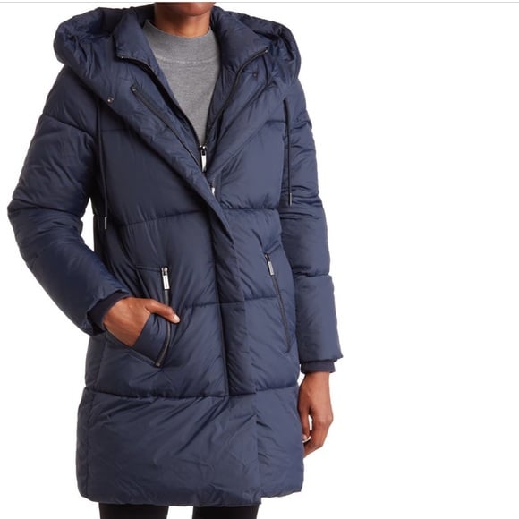 Michael Kors Missy 3/4 Puffer Jacket In Midnight Blue - NWT