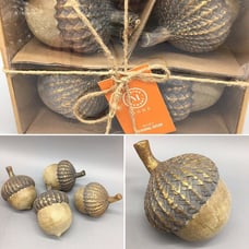 4pc Martha Stewart Acorn Set Autumn Fall Table Top Decor Thanksgiving 4 NEW